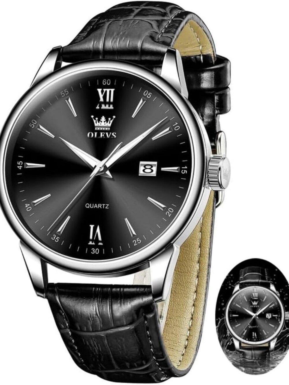 Vintage Leather Band Men's Watch - Classic Analog Quartz, Waterproof, Easy